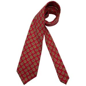 FRANCO BASSI Red Paisley Silk LUXURY Tie ITALY